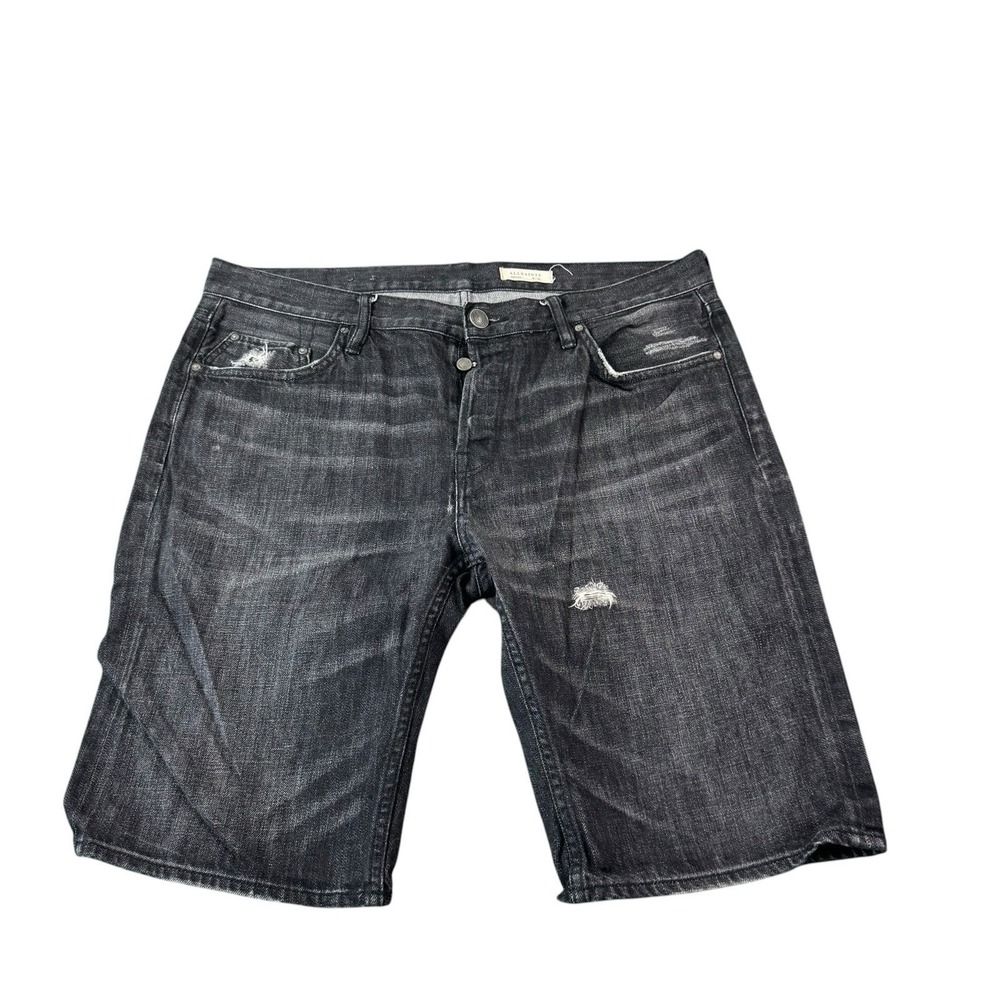 Allsaints Black Distressed Button Fly Distressed Men's Jean Short Switch Size 34